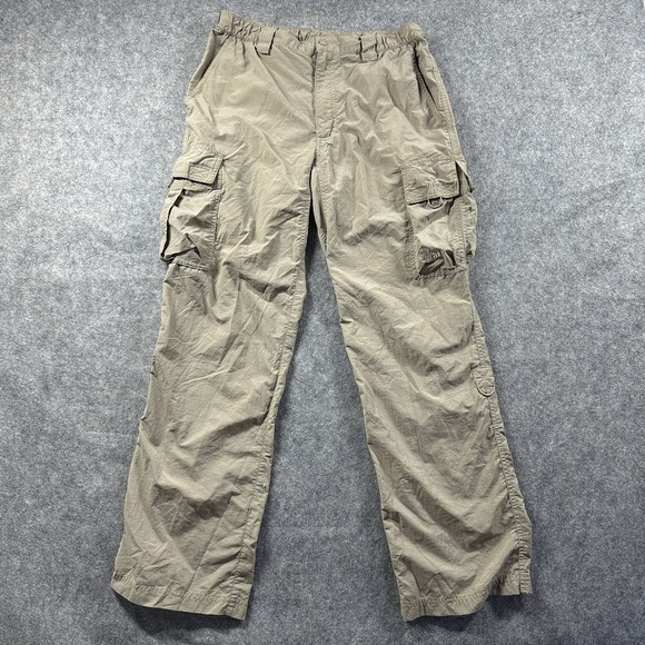 The North Face Pants Mens Medium Tan Roll Up Hiking Cargo Travel Flaws - Picture 1 of 15
